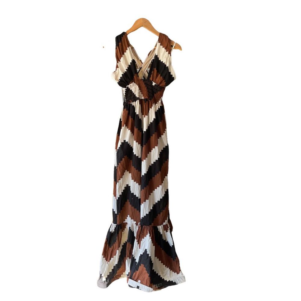 New Anthropologie PLENTY BY TRACY REESE  Halter Maxi Dress - Chevron Size XL